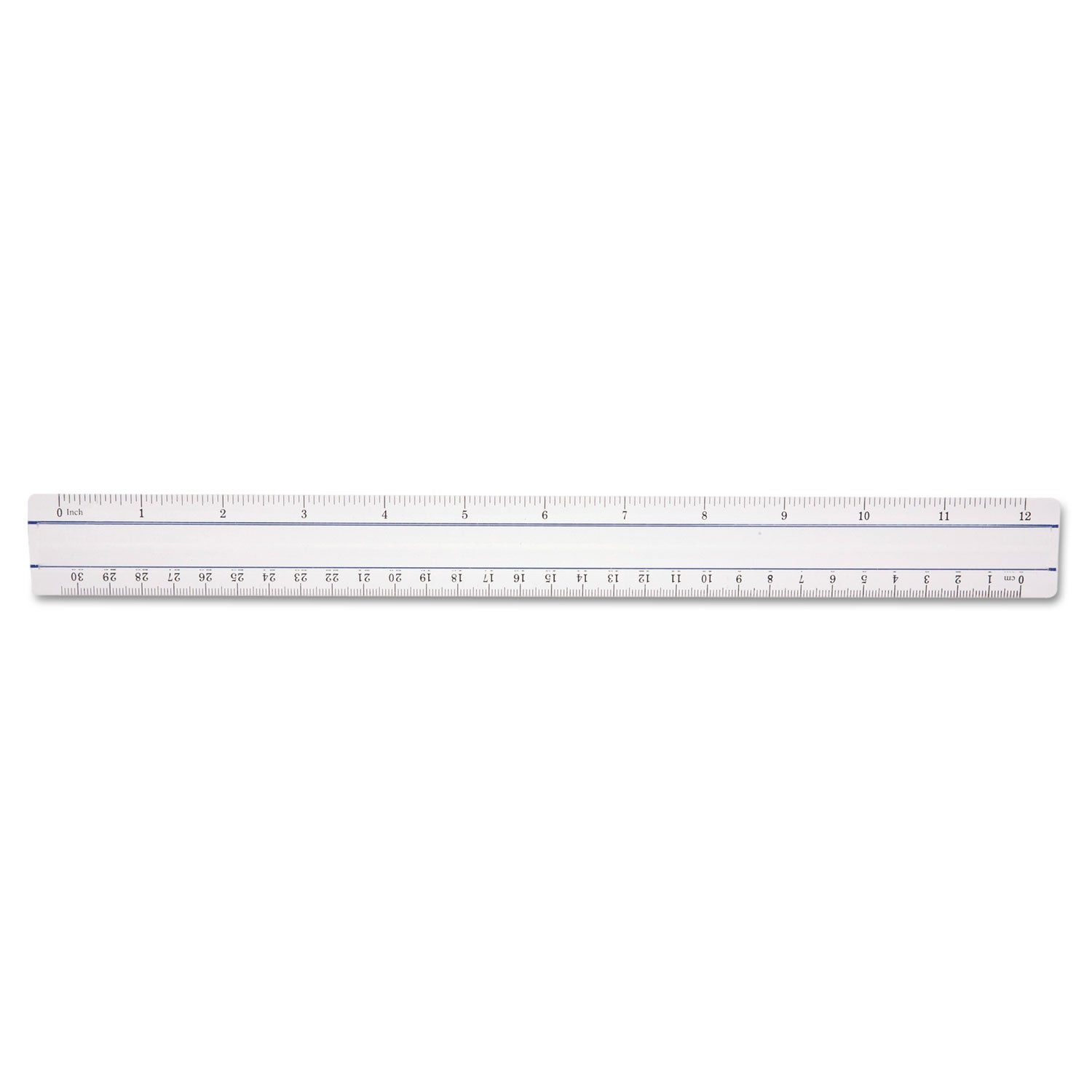 12" Magnifying Ruler, Standard/Metric, Plastic, Clear - 