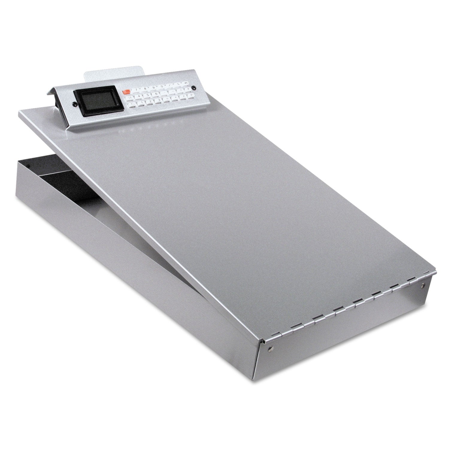 Redi-Rite Aluminum Storage Clipboard with Calculator, 1" Clip Capacity, Holds 8.5 x 11 Sheets, Silver - 