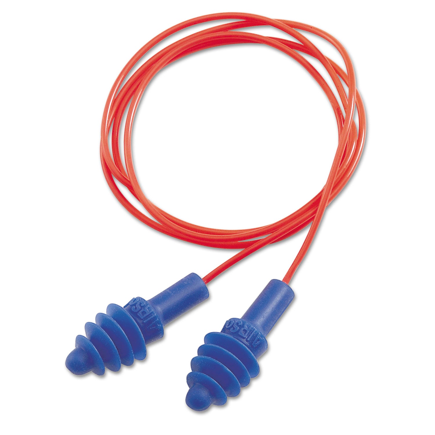DPAS-30R AirSoft Multiple-Use Earplugs, 27NRR, Red Polycord, Blue, 100/Box - 