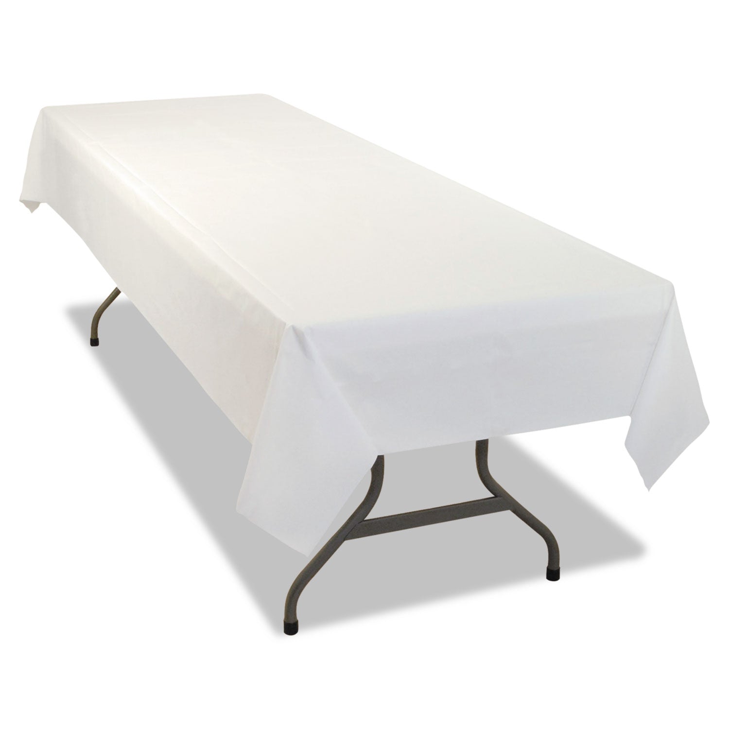 Table Set Rectangular Table Covers, Heavyweight Plastic, 54" x 108", White, 24/Carton - 