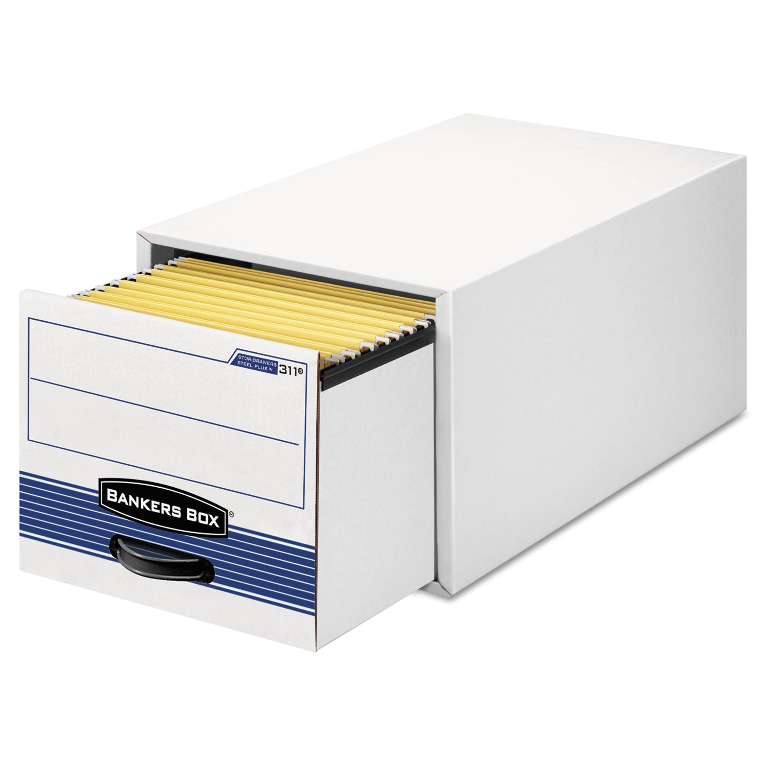 STOR/DRAWER STEEL PLUS Extra Space-Savings Storage Drawers, Legal Files, 17" x 25.5" x 11.5", White/Blue, 6/Carton - 