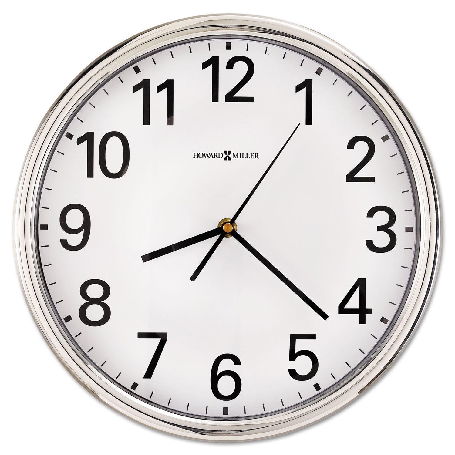 Hamilton Wall Clock, 12" Overall Diameter, Silver Case, 1 AA (sold separately) - 