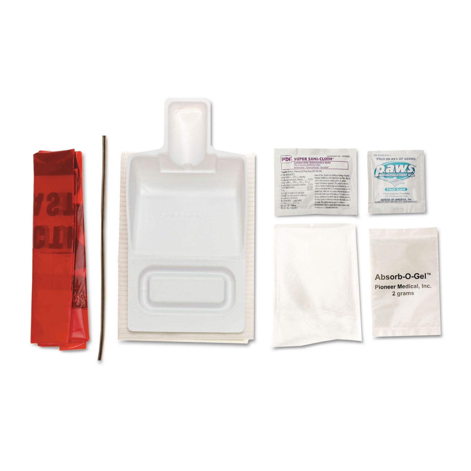 Biohazard Fluid Clean-Up Kit, 10.3 x 1.6 x 10.5, 7 Pieces, Synthetic-Fabric Bag - 