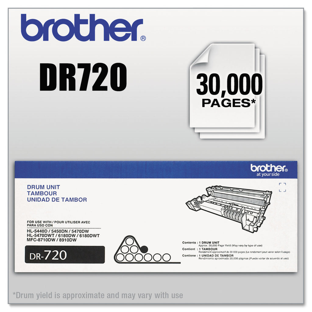 DR720 Drum Unit, 30,000 Page-Yield, Black