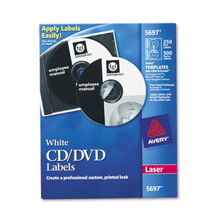 Laser CD Labels, Matte White, 250/Pack - 