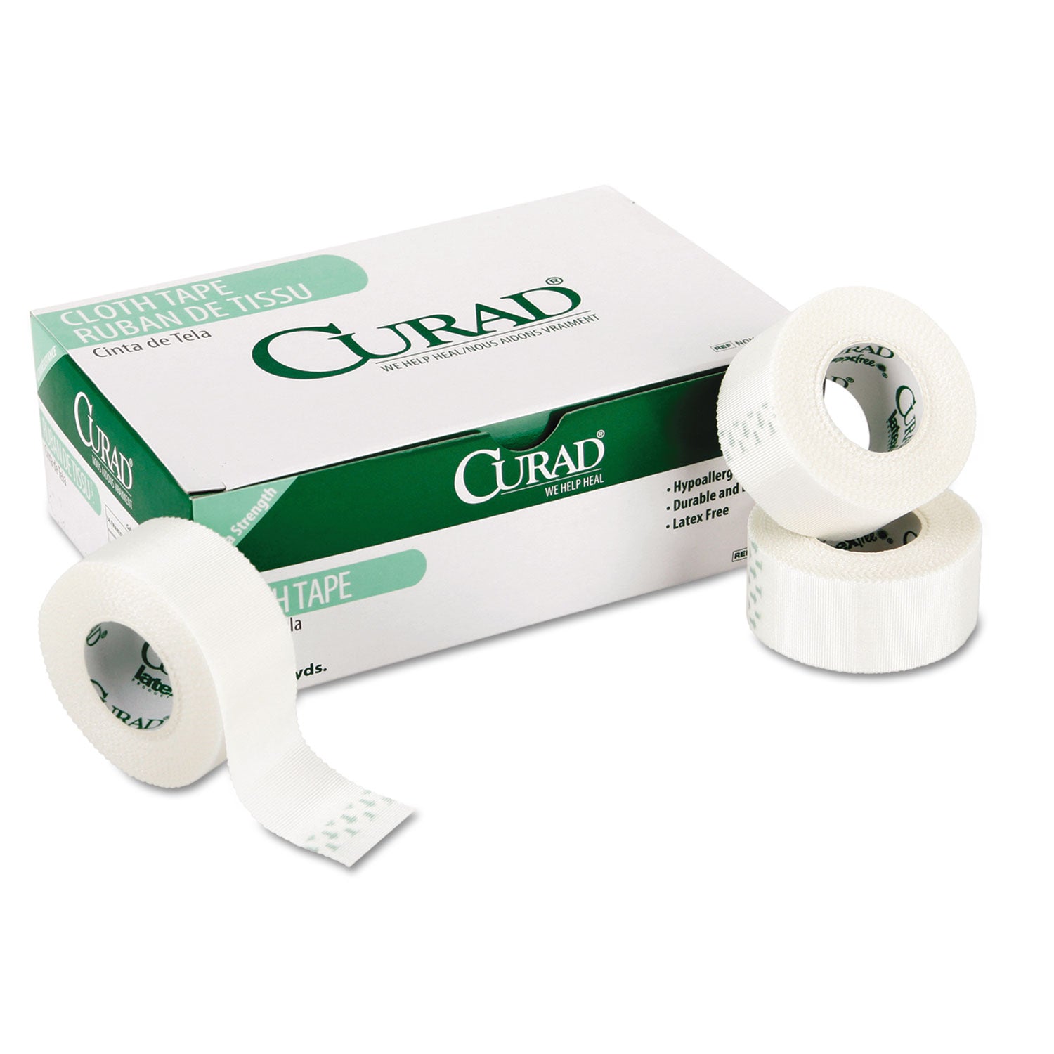 First Aid Cloth Silk Tape, Heavy-Duty, Acrylic/Silk, 2" x 10 yds, White, 6/Pack - 