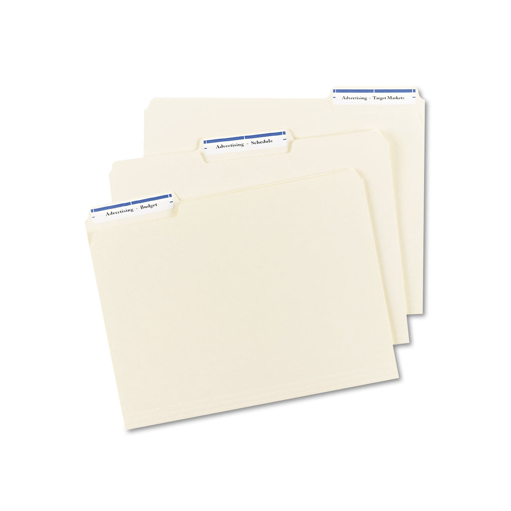 Permanent TrueBlock File Folder Labels with Sure Feed Technology, 0.66 x 3.44, Blue/White, 30/Sheet, 50 Sheets/Box