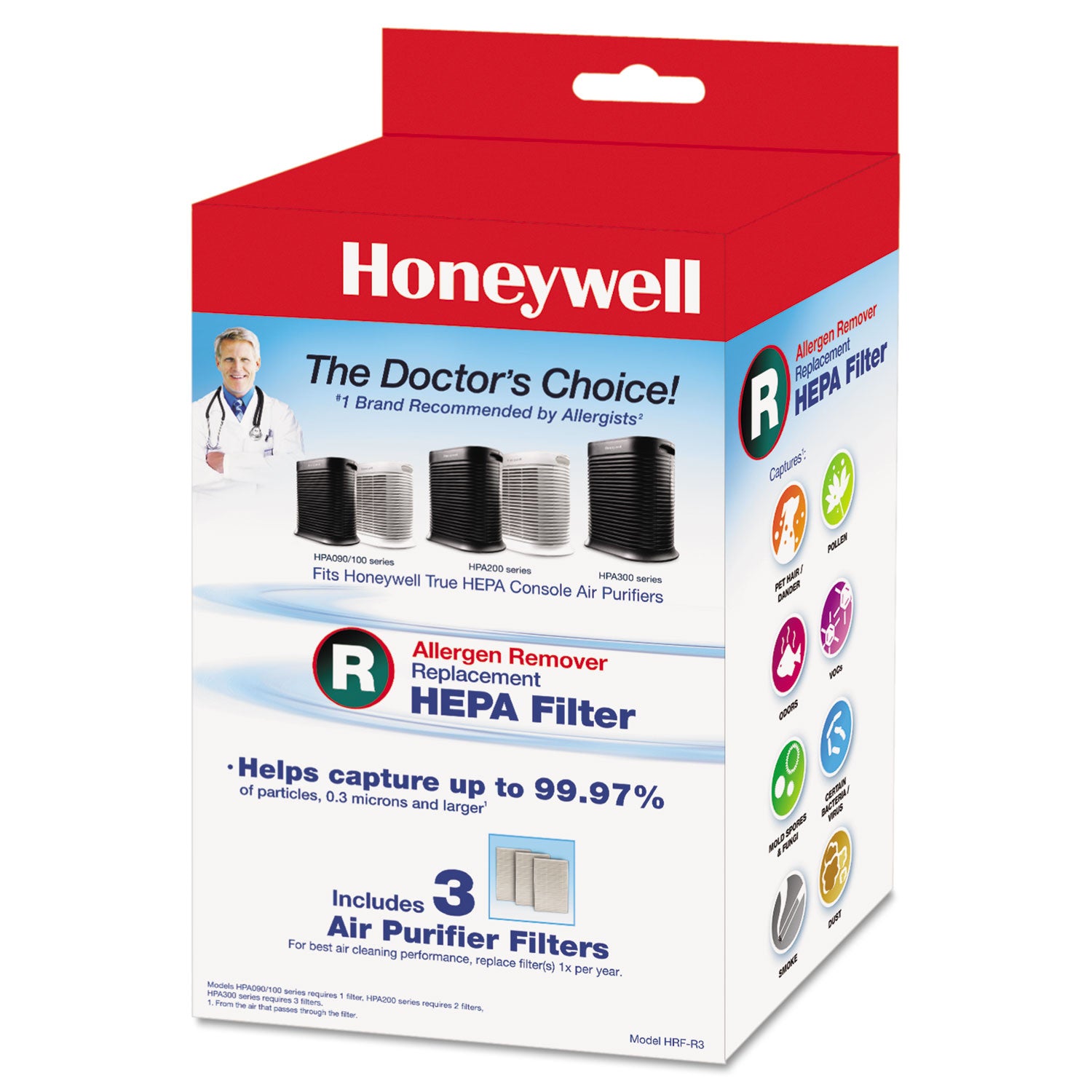 Allergen Remover Replacement HEPA Filters, 6.75 x 10.3, 3/Pack - 