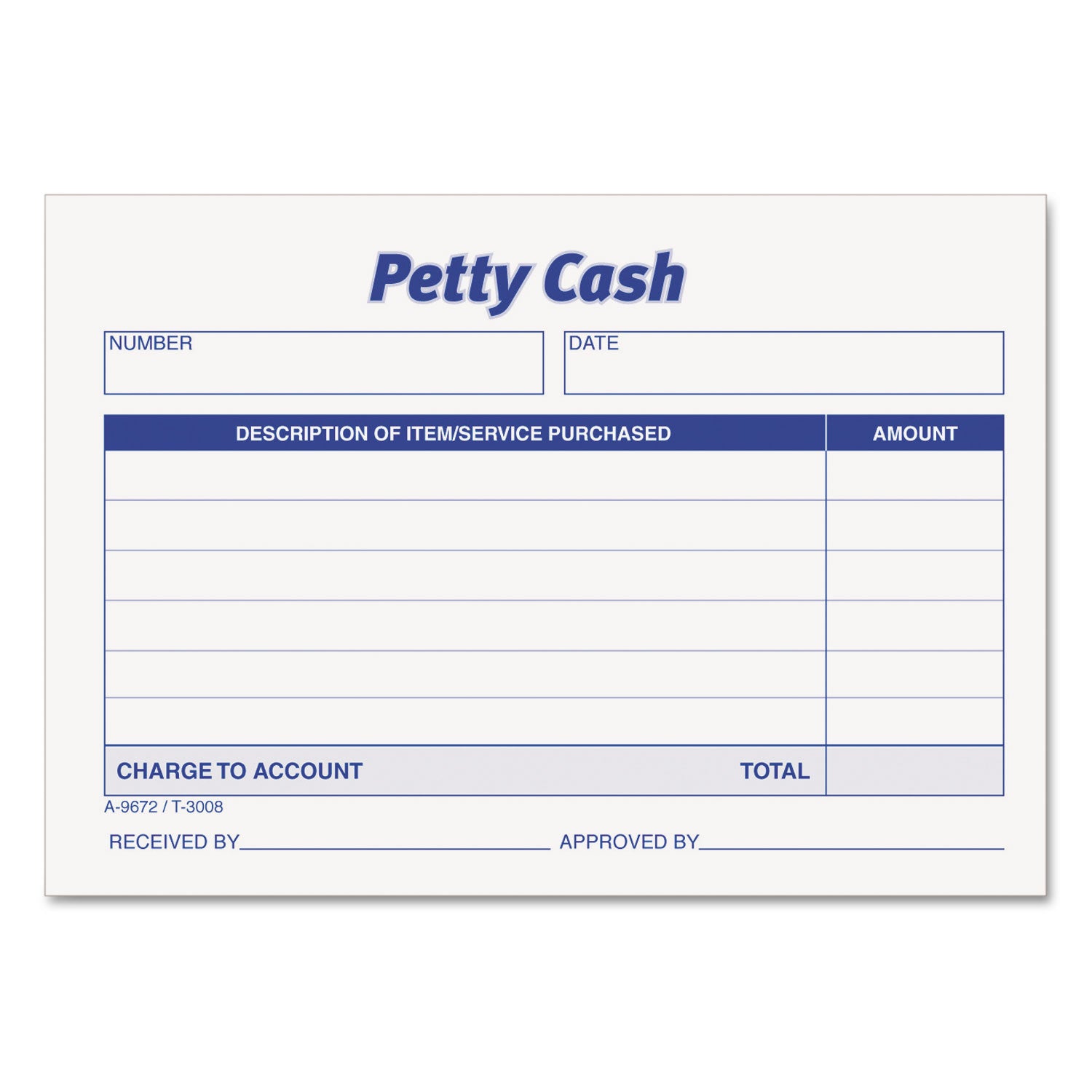 Petty Cash Slips, One-Part (No Copies), 5 x 3.5, 50 Forms/Pad, 12 Pads/Pack - 