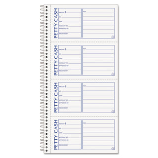 Petty Cash Receipt Book, Two-Part Carbonless, 5 x 2.75, 4 Forms/Sheet, 200 Forms Total - 