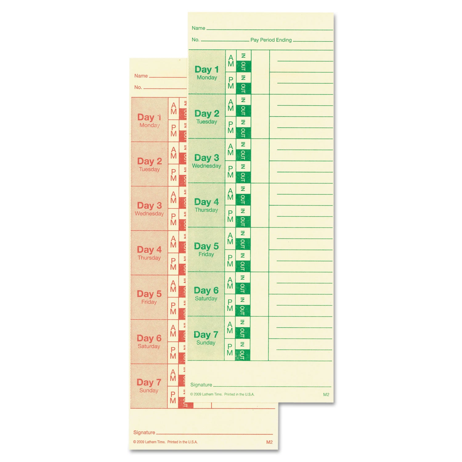 Time Clock Cards for All Standard Side-Print Time Clocks, Two Sides, 3.5 x 9, 100/Pack - 