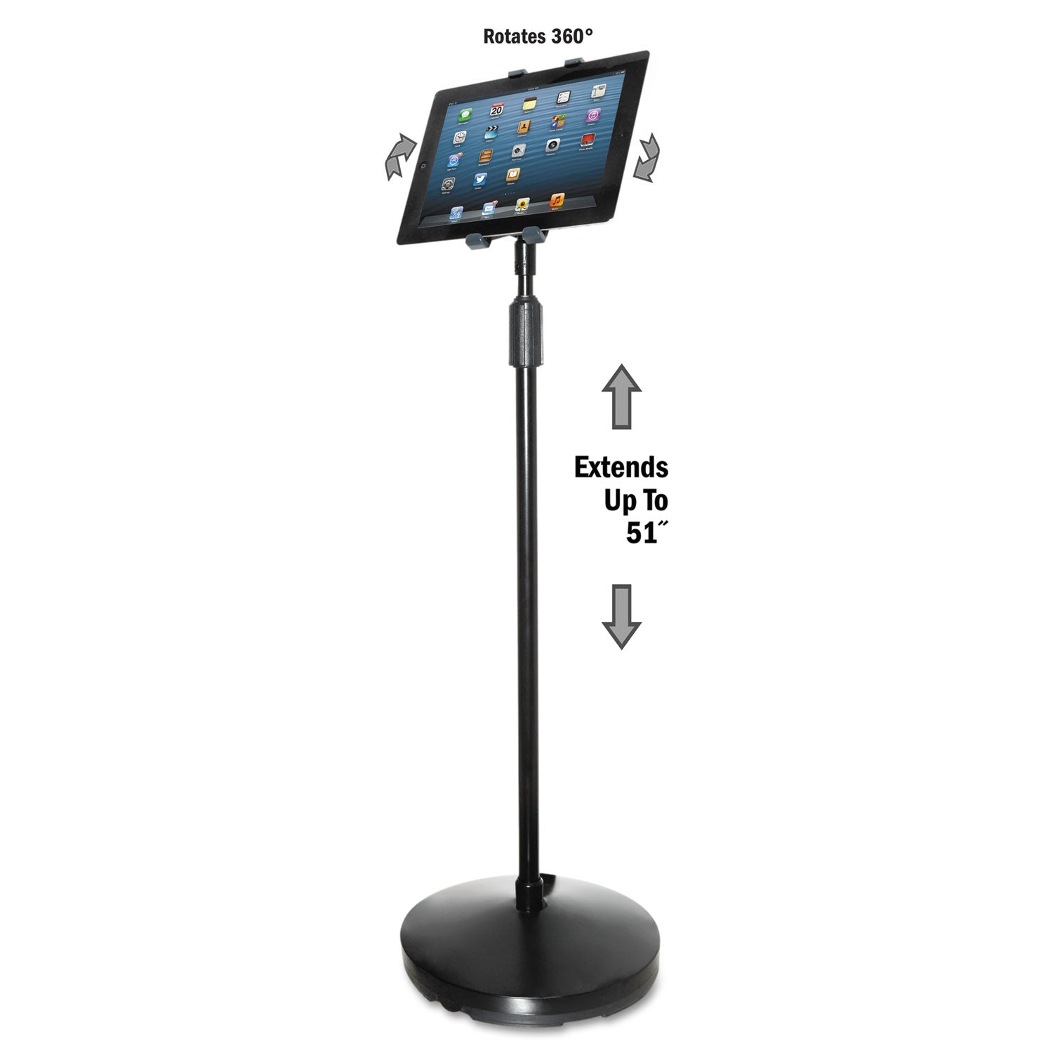 Floor Stand for iPad and Other Tablets, Black - 