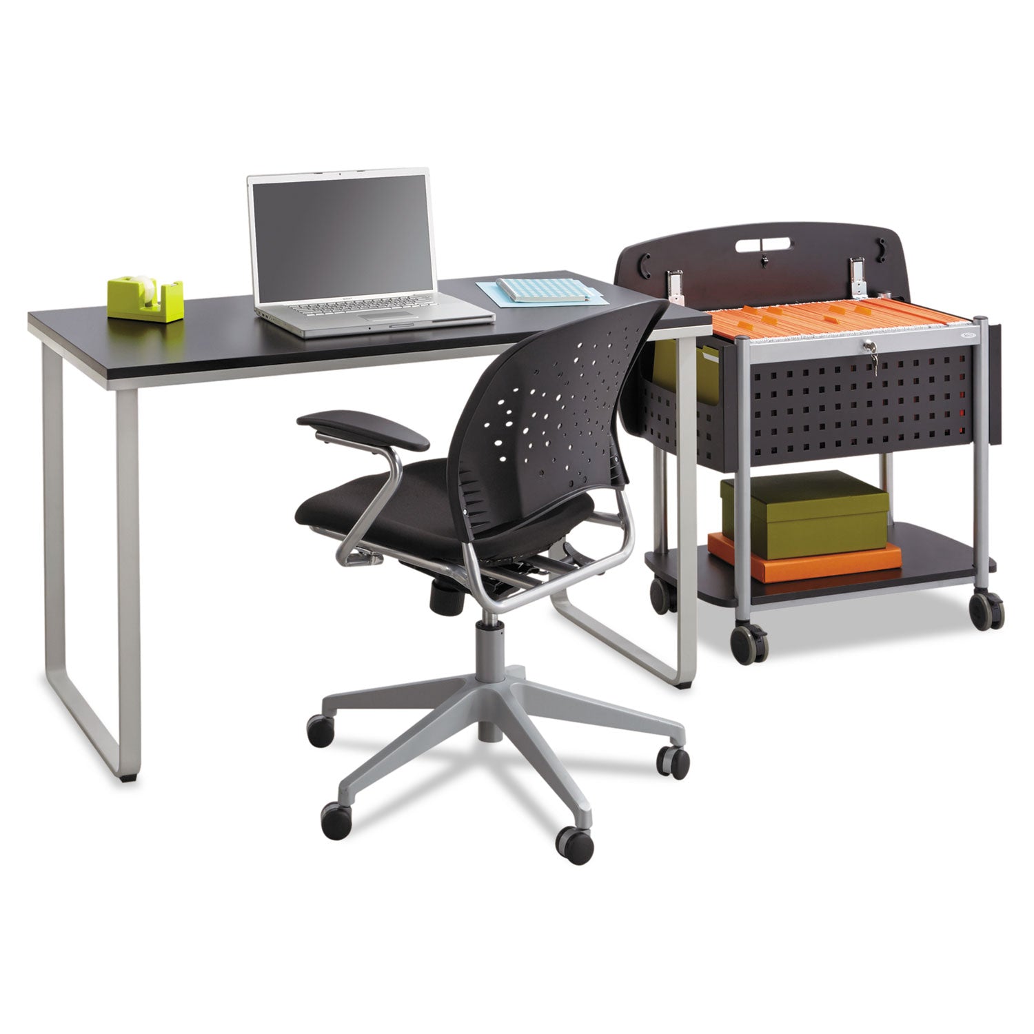 Steel Desk, 47.25" x 24" x 28.75", Beech/White - 