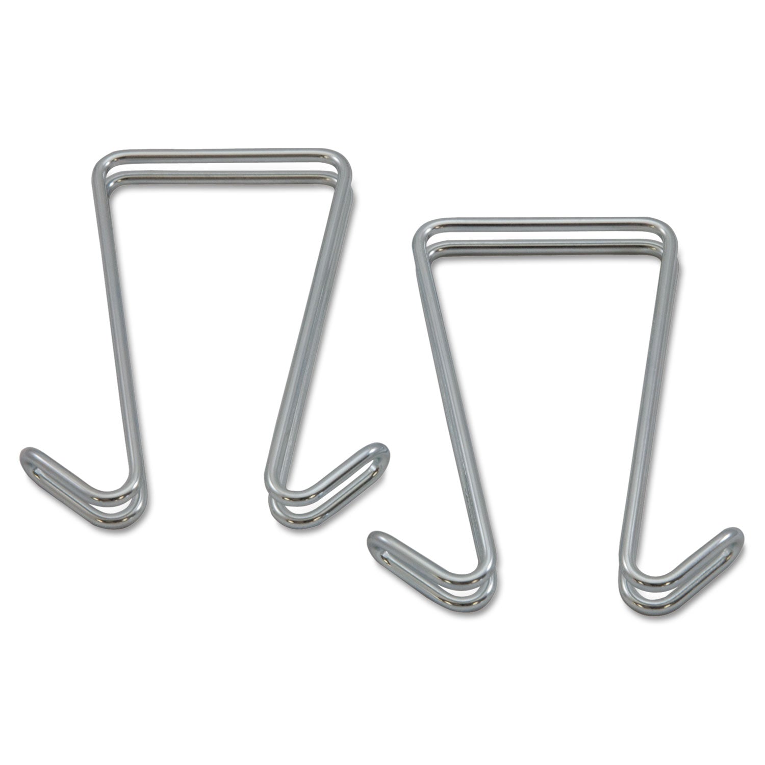 Double Sided Partition Garment Hook, Steel, 0.5 x 3.38 x 4.75, Over-the-Door/Over-the-Panel Mount, Silver, 2/Pack - 