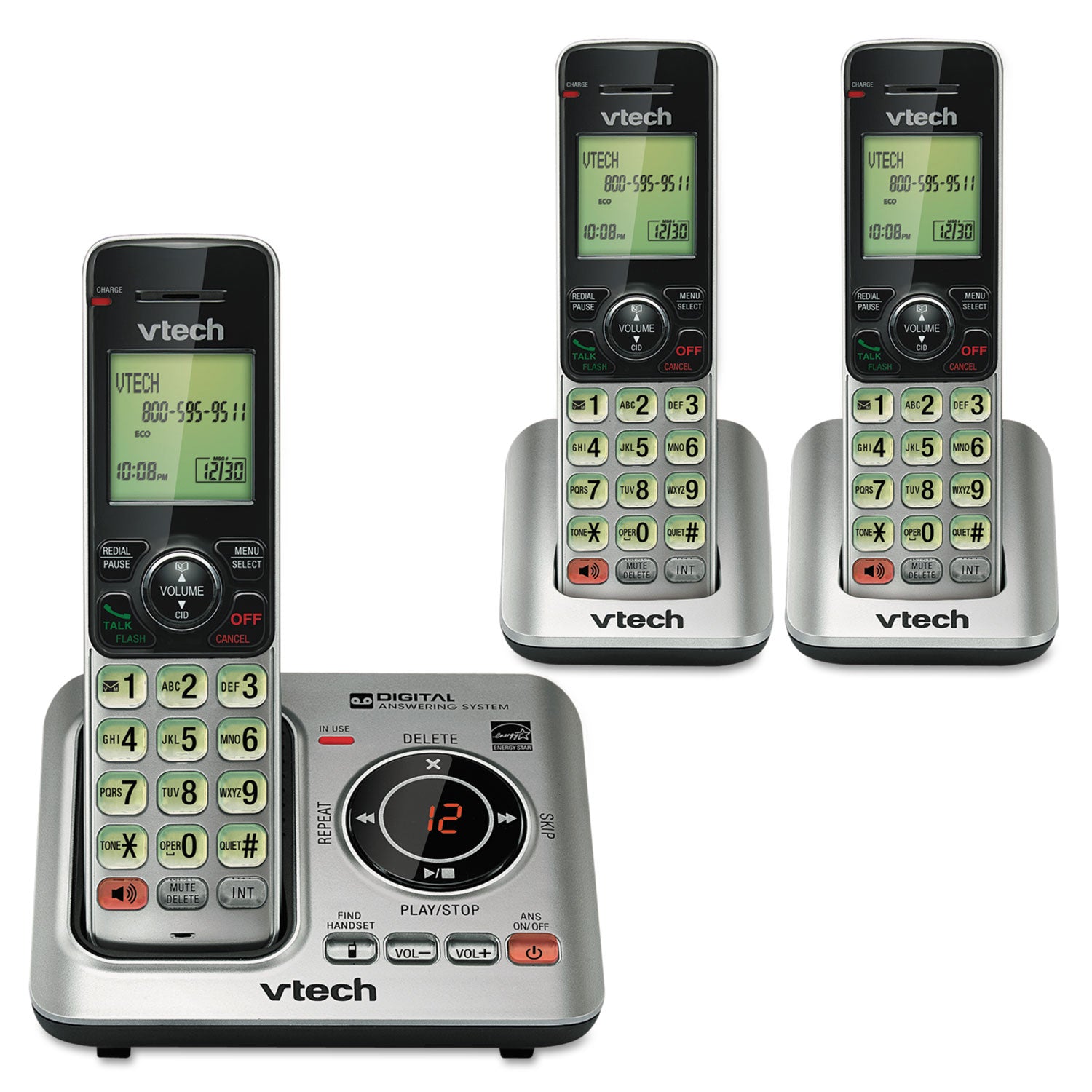 CS6629-3 Cordless Digital Answering System, Base and 2 Additional Handsets - 