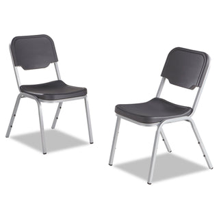 Rough n Ready Stack Chair, Supports Up to 500 lb, 17.5" Seat Height, Black Seat, Black Back, Silver Base, 4/Carton - 