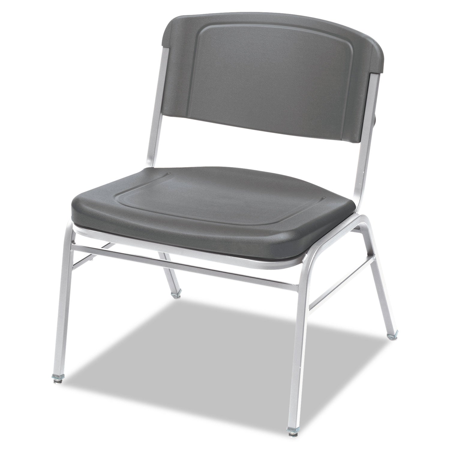 Rough n Ready Wide-Format Big and Tall Stack Chair, Supports 500 lb, 18.5" Seat Height, Charcoal Seat/Back, Silver Base, 4/CT - 