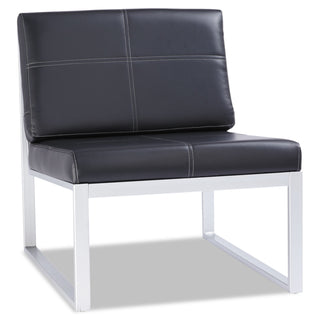 Alera Ispara Series Armless Chair, 26.57" x 30.71" x 31.1", Black Seat, Black Back, Silver Base - 