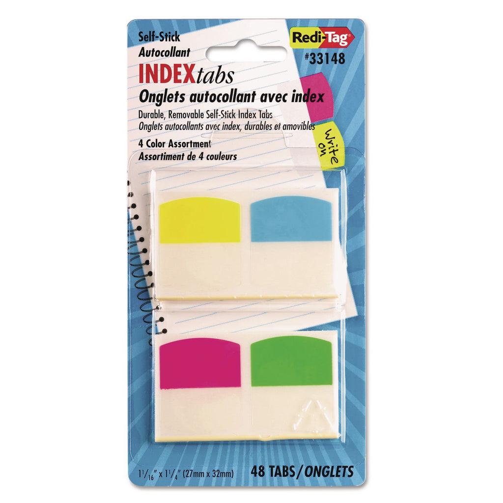 Write-On Index Tabs, 1/5-Cut, Assorted Colors, 1.06" Wide, 48/Pack