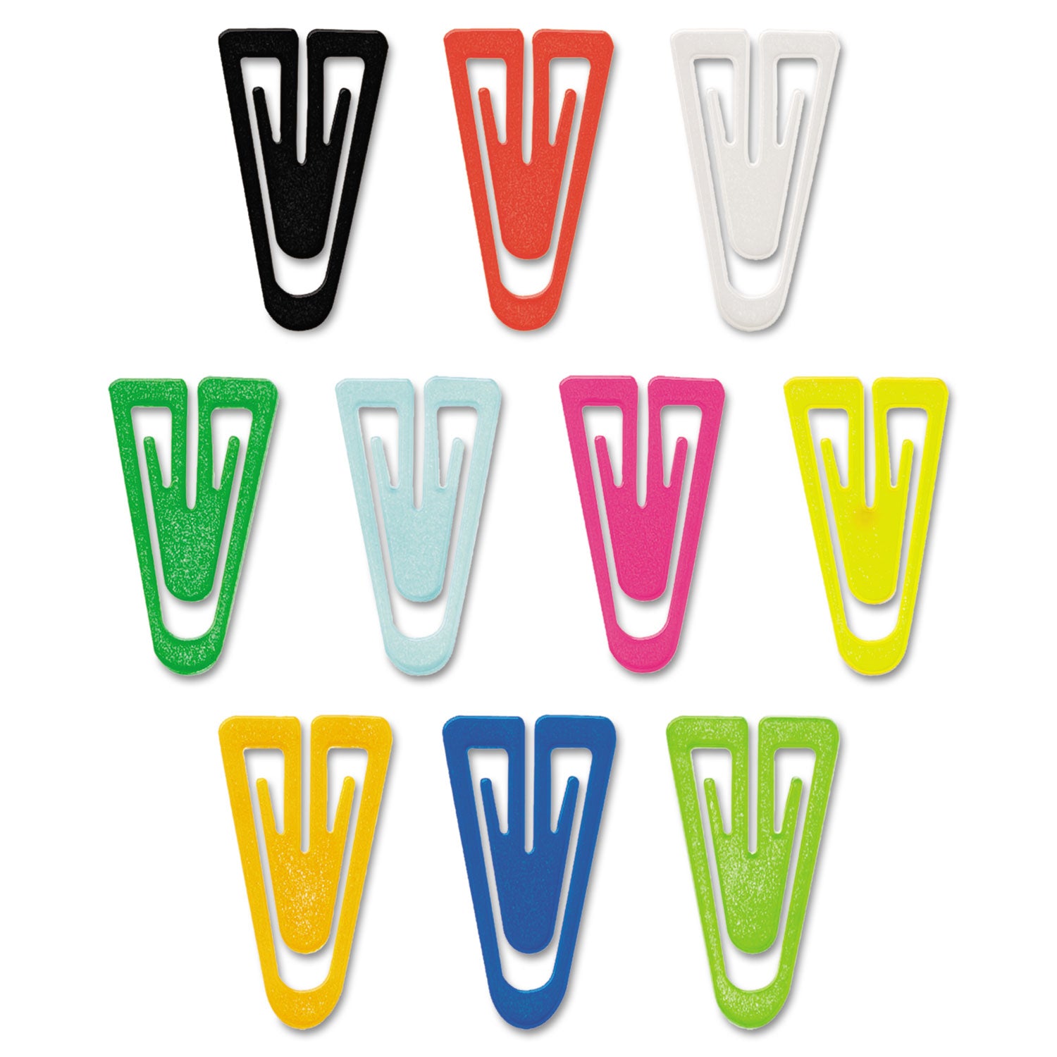 Plastic Paper Clips, Large, Smooth, Assorted Colors, 200/Box - 