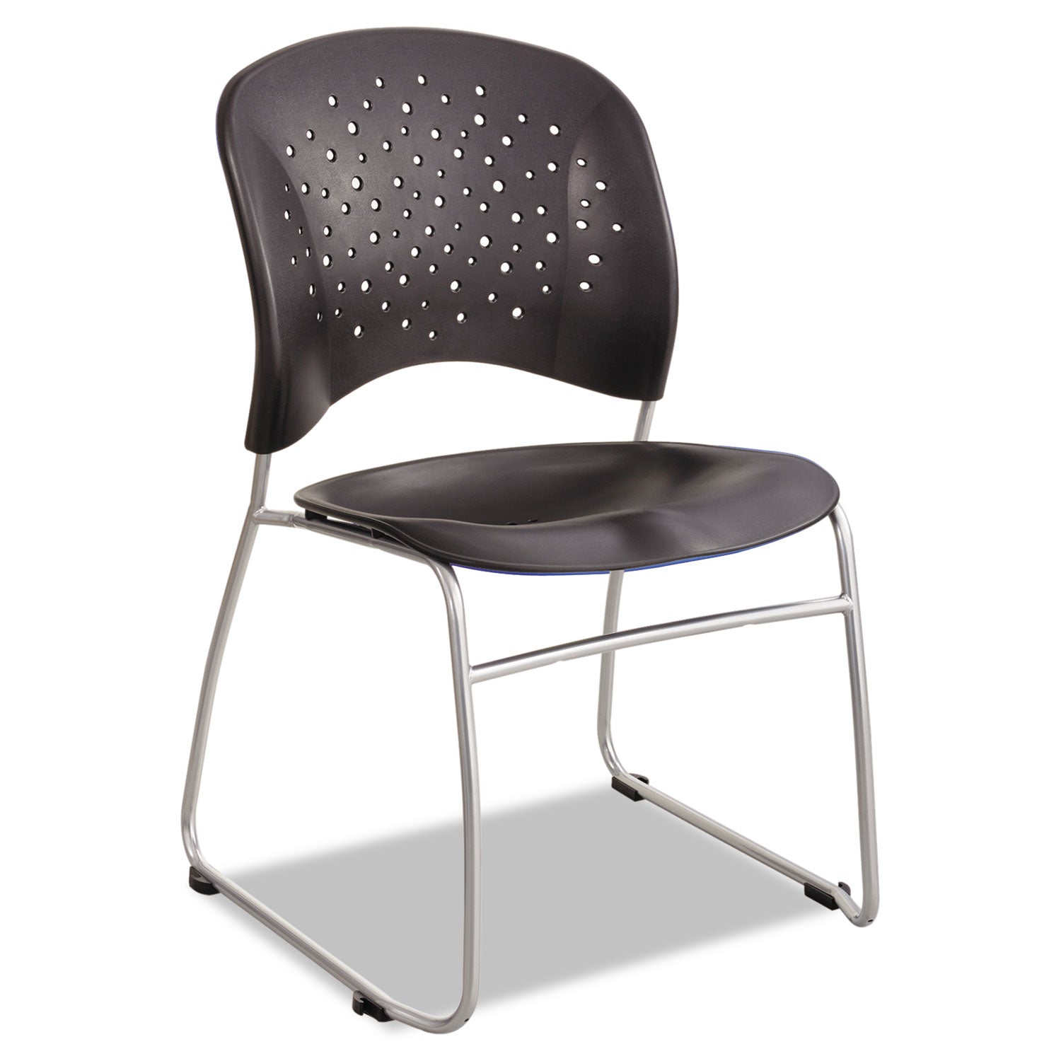 Safco Reve Sled Base Guest Chair - Black Plastic Seat - Black Plastic Back - Sled Base - 2 / Carton