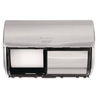 Compact Coreless Side-by-Side 2-Roll Dispenser, 10.13 x 6.75 x 7.13, Stainless Steel