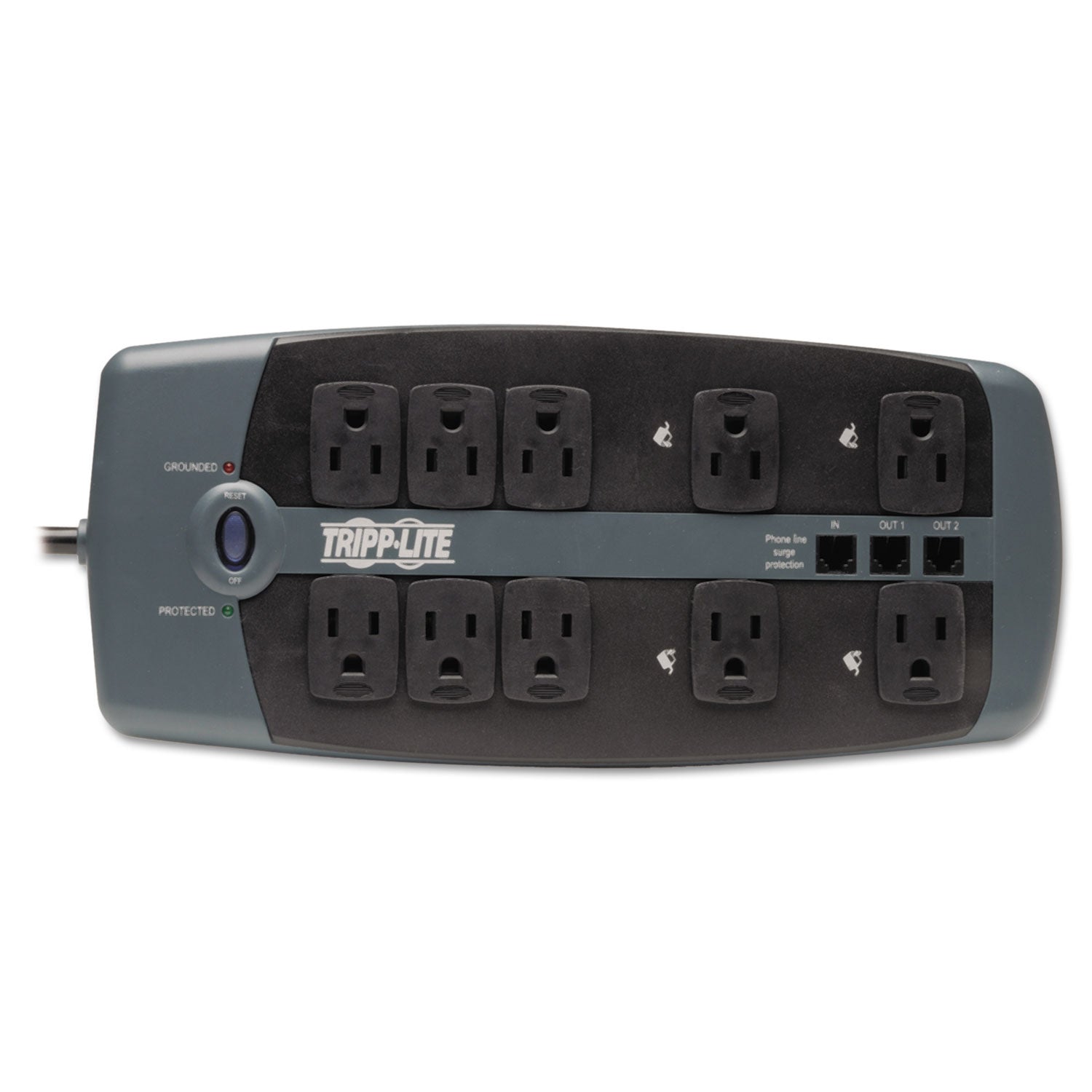 Protect It! Surge Protector, 10 AC Outlets, 8 ft Cord, 2,395 J, Black - 