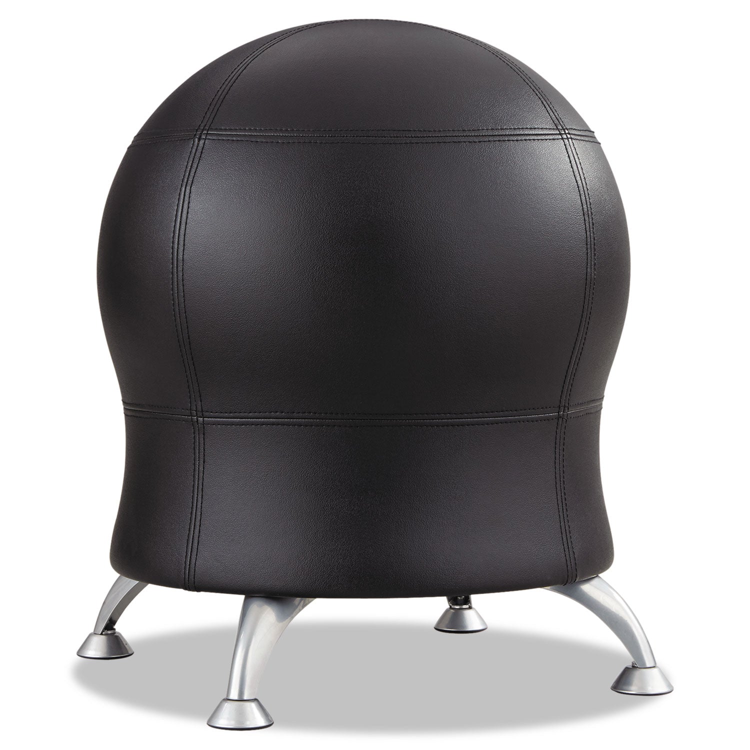 Zenergy Ball Chair, Backless, Supports Up to 250 lb, Black Vinyl Seat, Silver Base - 