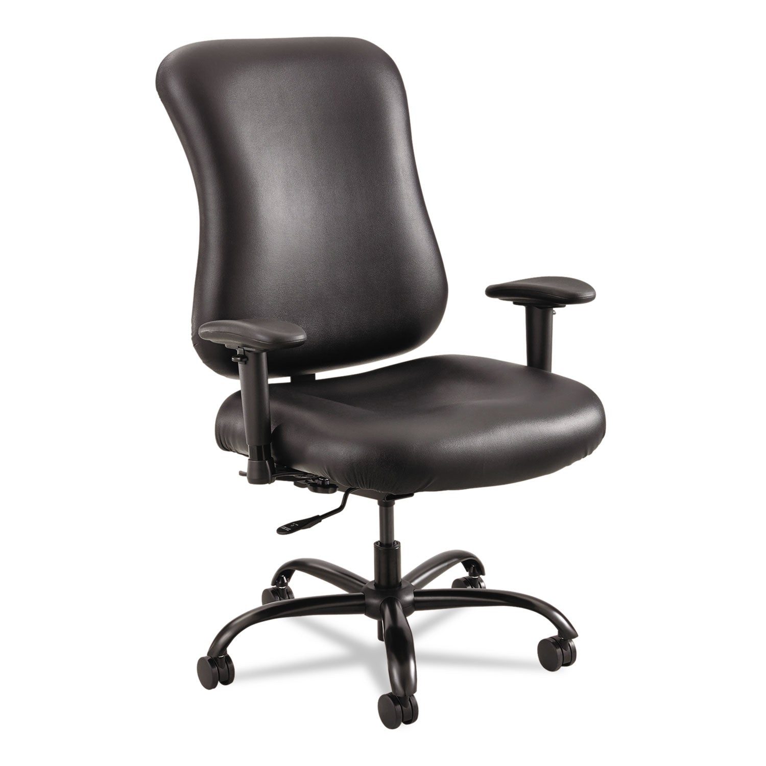 Optimus High Back Big and Tall Chair, Vinyl, Supports Up to 400 lb, 19" to 22" Seat Height, Black - 