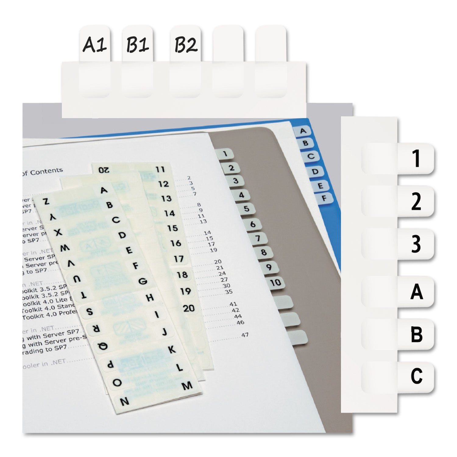 Legal Index Tabs, Preprinted Alpha: A to Z, 1/12-Cut, White, 0.44" Wide, 104/Pack - 