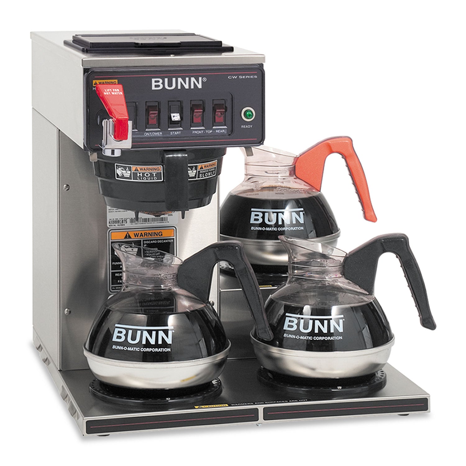 CWTF-3 Three Burner Automatic Coffee Brewer, 12-Cup, Black/Stainless Steel - 