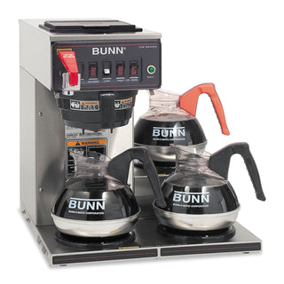 CWTF-3 Three Burner Automatic Coffee Brewer, 12-Cup, Black/Stainless Steel - 
