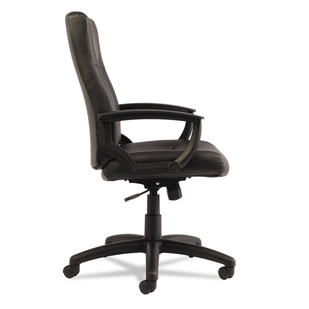 Alera YR Series Executive High-Back Swivel/Tilt Bonded Leather Chair, Supports 275 lb, 17.71" to 21.65" Seat Height, Black - 