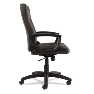 Alera YR Series Executive High-Back Swivel/Tilt Bonded Leather Chair, Supports 275 lb, 17.71" to 21.65" Seat Height, Black - 