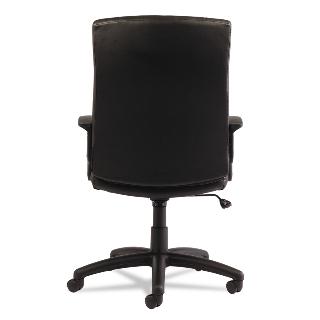 Alera YR Series Executive High-Back Swivel/Tilt Bonded Leather Chair, Supports 275 lb, 17.71" to 21.65" Seat Height, Black - 