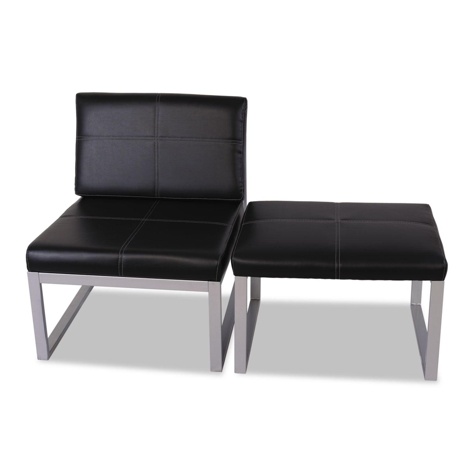 Alera Ispara Series Armless Chair, 26.57" x 30.71" x 31.1", Black Seat, Black Back, Silver Base - 
