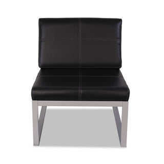 Alera Ispara Series Armless Chair, 26.57" x 30.71" x 31.1", Black Seat, Black Back, Silver Base - 