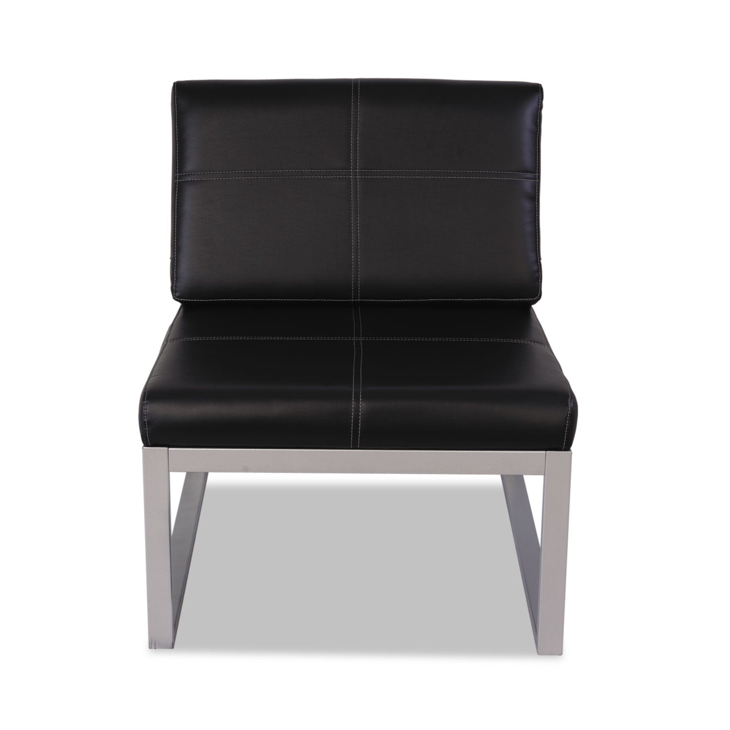 Alera Ispara Series Armless Chair, 26.57" x 30.71" x 31.1", Black Seat, Black Back, Silver Base - 