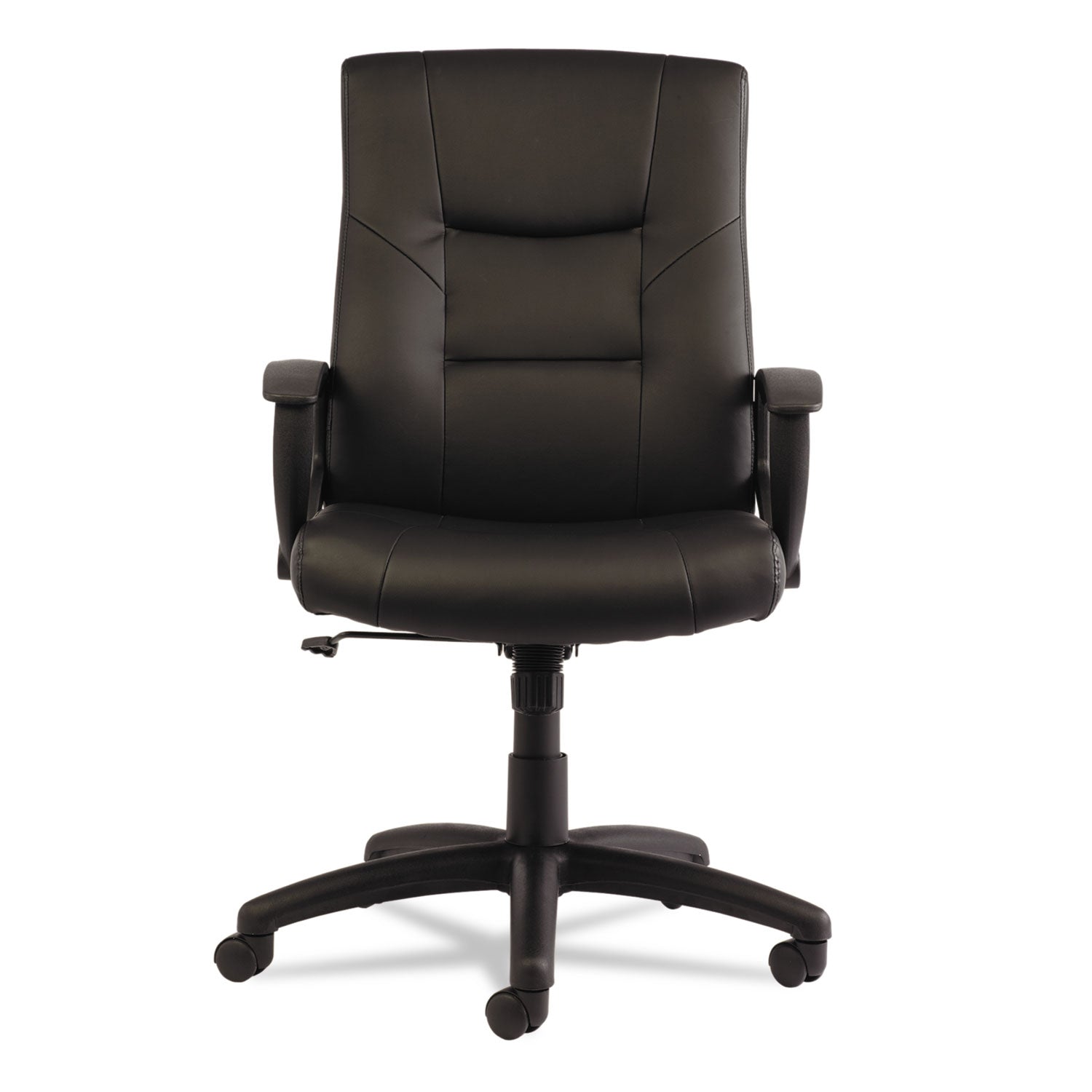 Alera YR Series Executive High-Back Swivel/Tilt Bonded Leather Chair, Supports 275 lb, 17.71" to 21.65" Seat Height, Black - 