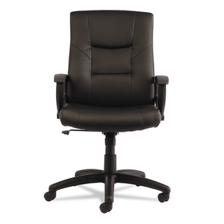 Alera YR Series Executive High-Back Swivel/Tilt Bonded Leather Chair, Supports 275 lb, 17.71" to 21.65" Seat Height, Black - 
