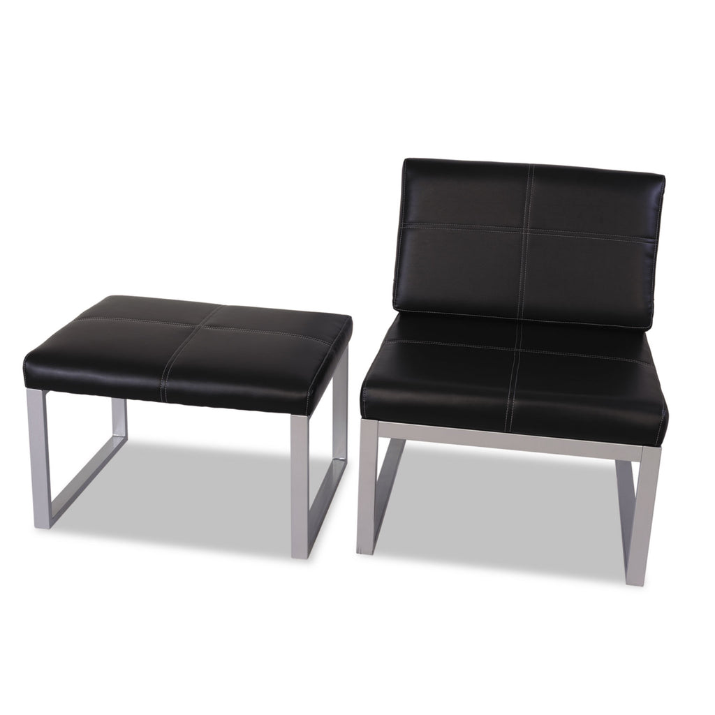 Alera Ispara Series Armless Chair, 26.57" x 30.71" x 31.1", Black Seat, Black Back, Silver Base - 