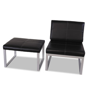 Alera Ispara Series Armless Chair, 26.57" x 30.71" x 31.1", Black Seat, Black Back, Silver Base - 