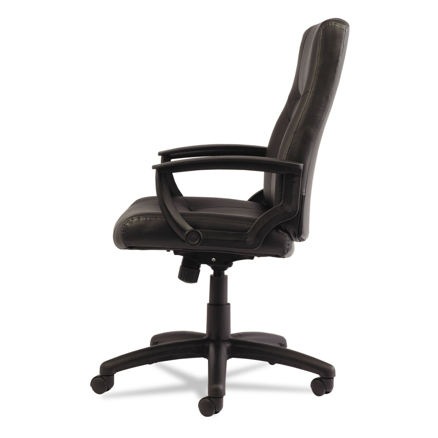 Alera YR Series Executive High-Back Swivel/Tilt Bonded Leather Chair, Supports 275 lb, 17.71" to 21.65" Seat Height, Black - 
