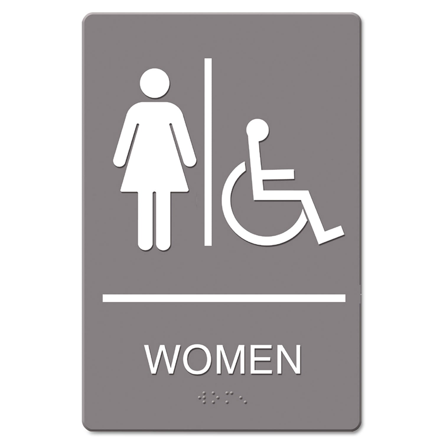 ADA Sign, Women Restroom Wheelchair Accessible Symbol, Molded Plastic, 6 x 9 - 