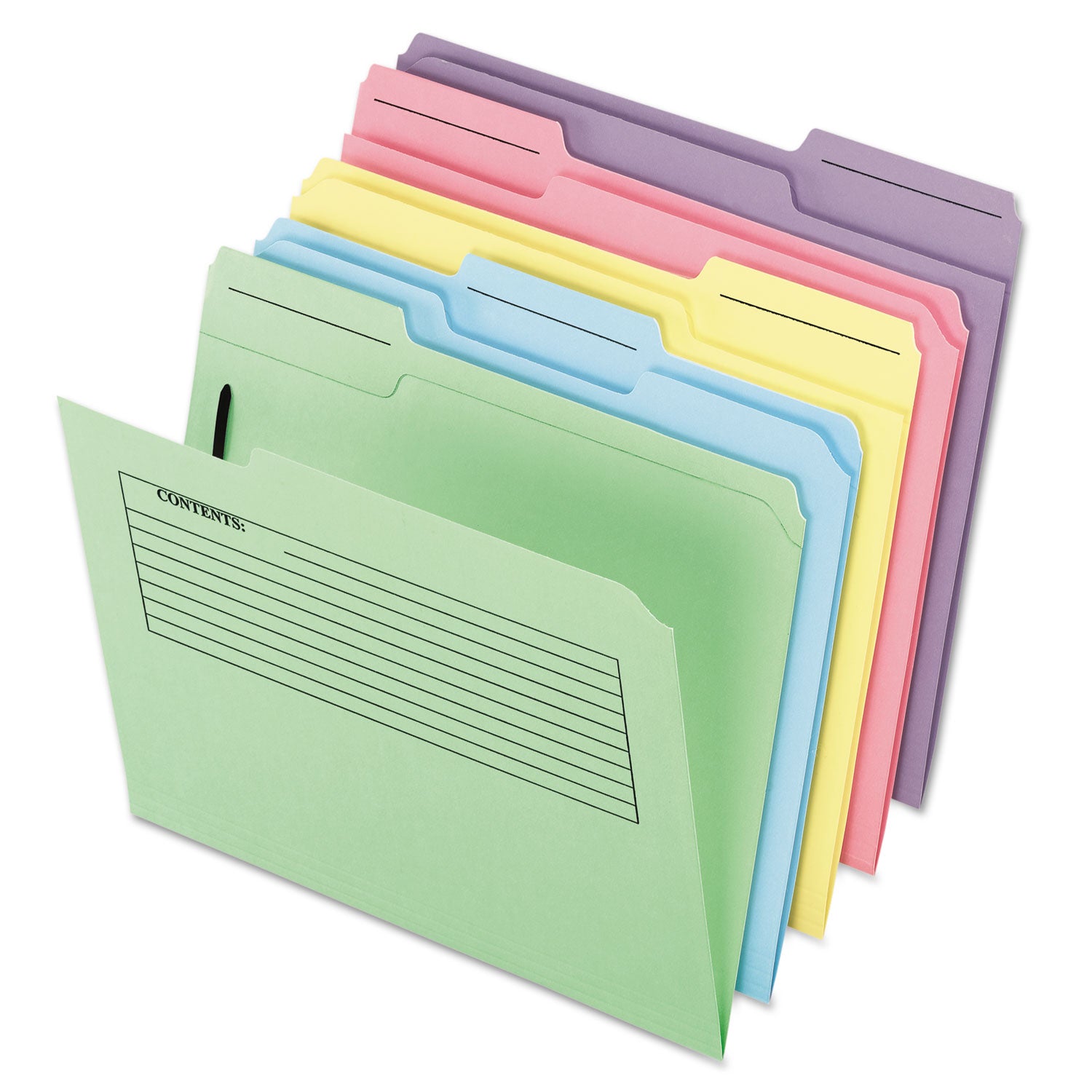 Printed Notes Fastener Folder, 1 Fastener, Letter Size, Assorted Colors, 30/Pack - 