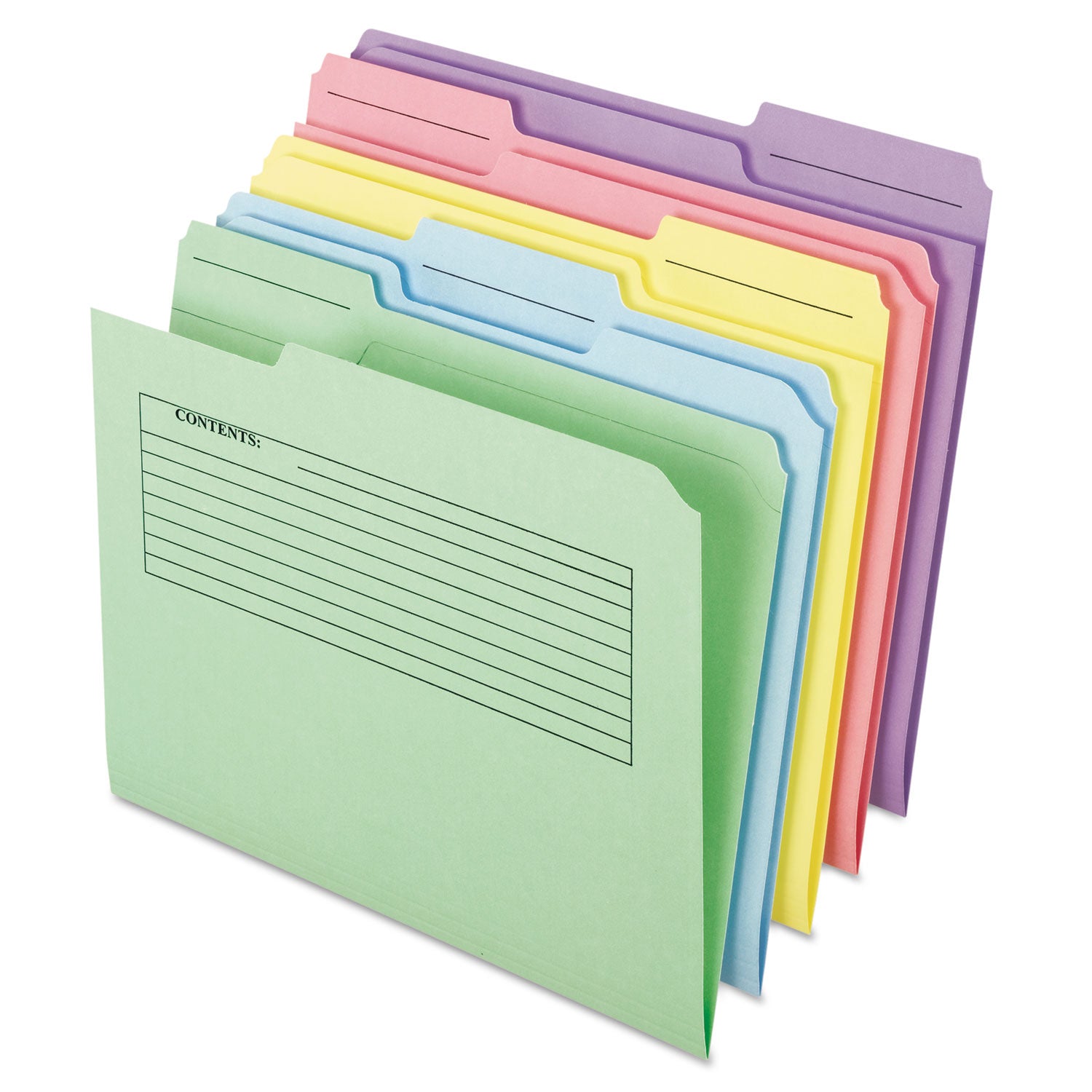 Printed Notes Folder, 1/3-Cut Tabs: Assorted, Letter Size, Assorted Colors, 30/Pack - 