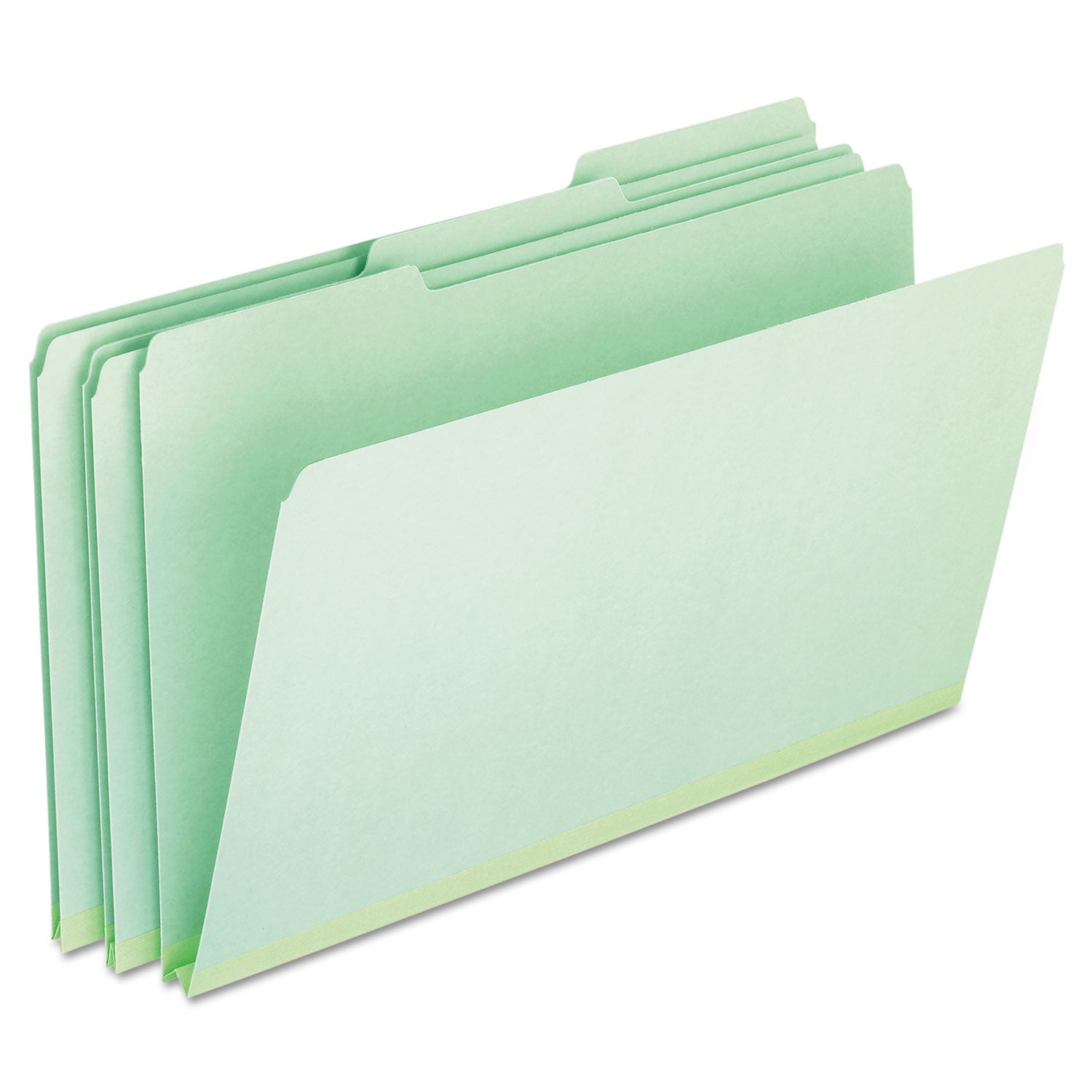 Pressboard Expanding File Folders, 1/3-Cut Tabs: Assorted, Legal Size, 1" Expansion, Green, 25/Box - 