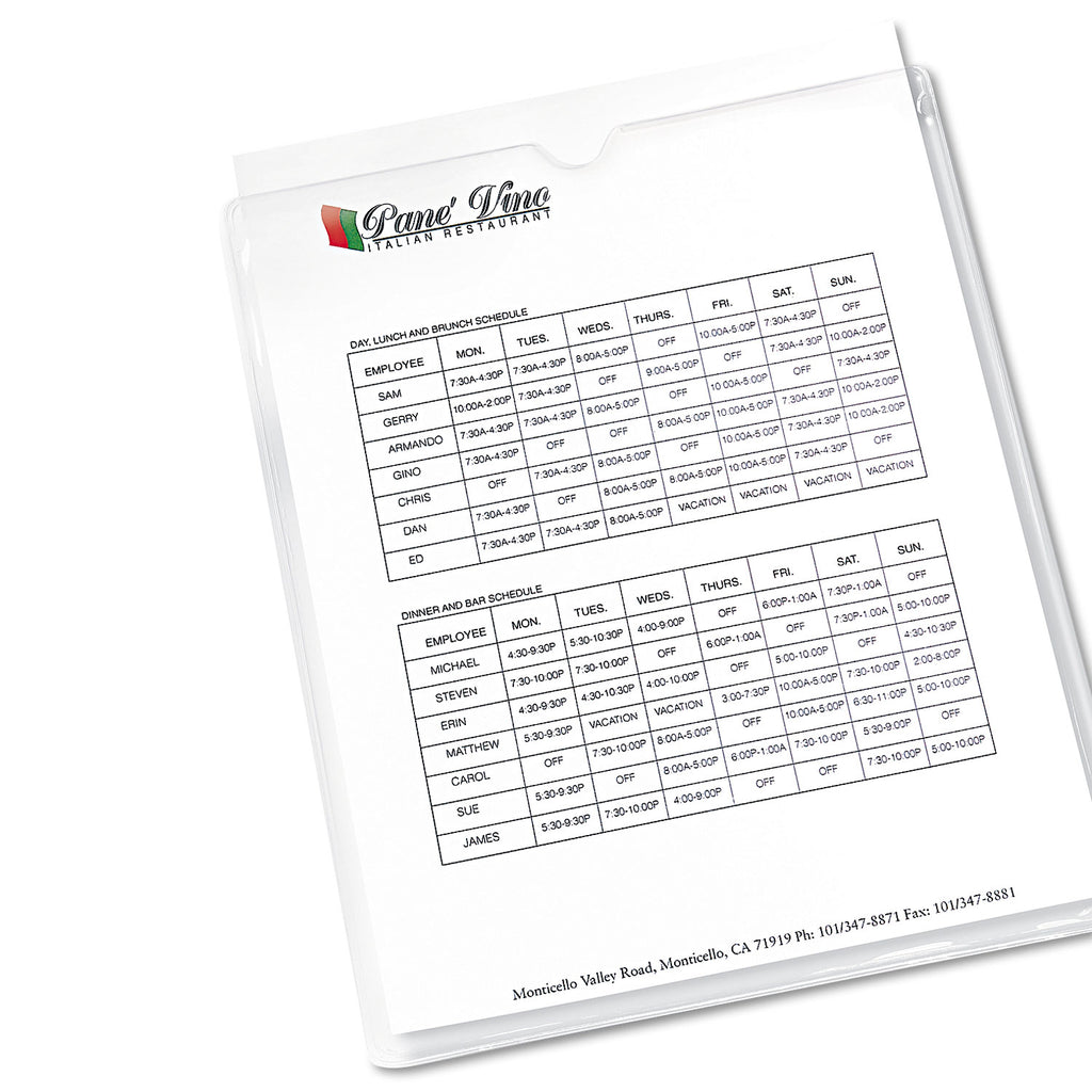 Top-Load Clear Vinyl Envelopes w/Thumb Notch, 9 x 12, Clear, 10/Pack