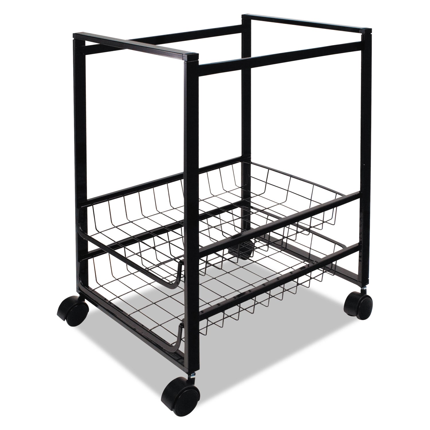 Mobile File Cart with Sliding Baskets, Metal, 2 Drawers, 1 Bin, 12.88" x 15" x 21.13", Black - 