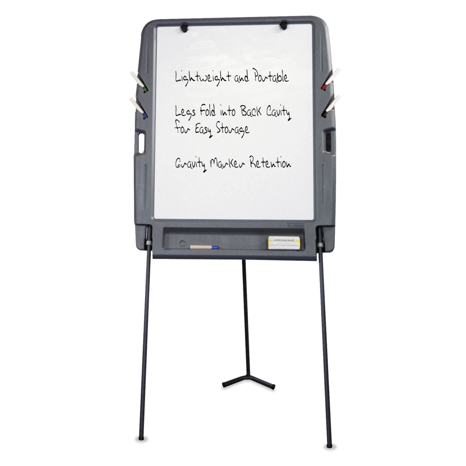 Ingenuity Portable Flipchart Easel with Dry Erase Surface, 35 x 30, 73" Tall Easel, Charcoal Polyethylene Frame - 